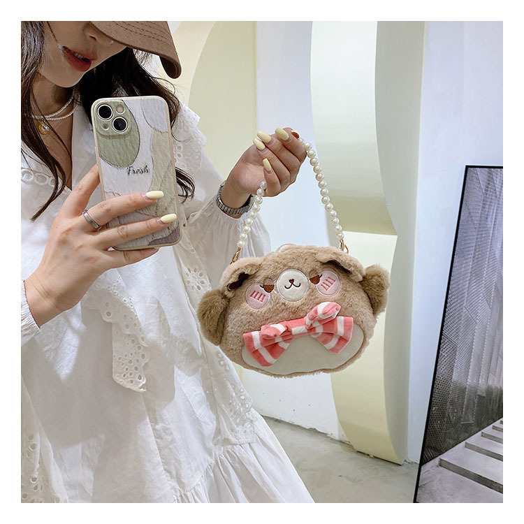 2022 New plush doll, cute Maneki Neko crossbody bag for girls, children's cartoon parent-child women's bag undefined