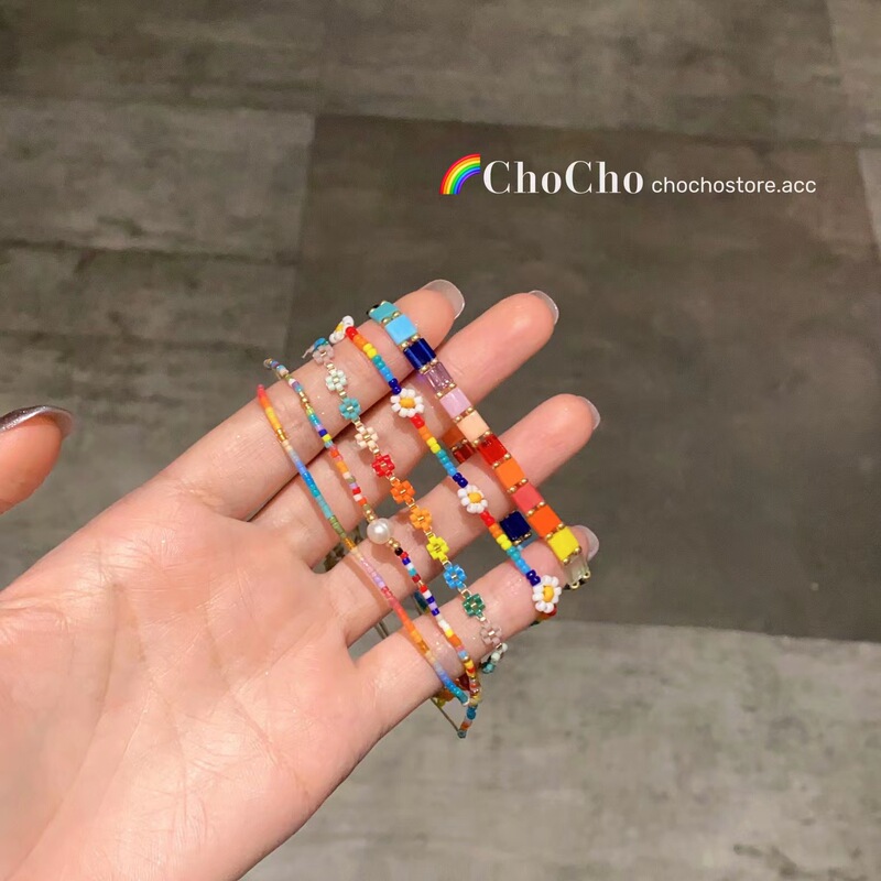 Summer rainbow color ~ dopamine wear color bracelet ins niche design high-grade personality girlfriends hand jewelry