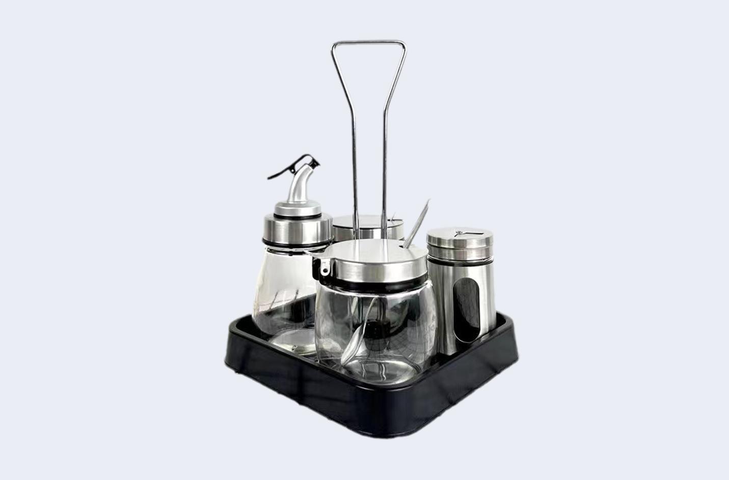 Condimento tarro combinación traje condimento botella aceite olla vidrio aceite botella comercial restaurante Hotel barbacoa cocina con estante