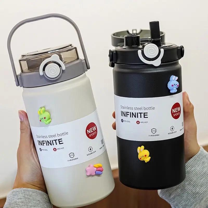 New High-Looking Double-Drink Large-Capacity 316 Thermos Cup for Outdoor Sports and Mountaineering Cold-Keeping Portable Water Kettle