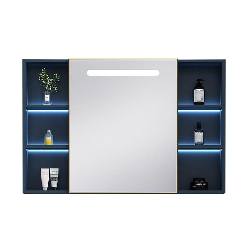 Espacio de aluminio espejo de baño montado en la pared caja de almacenamiento separada baño inducción inteligente espejo luminoso gabinete lavabo espejo