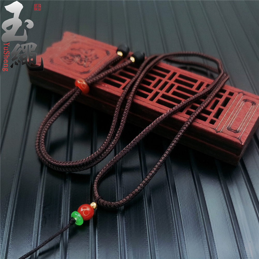 Simple Adjustable Pendant Lanyard Emerald Agate Necklace Rope Buddha Brand Beeswax Pendant Rope Wholesale Crystal Pendant Rope
