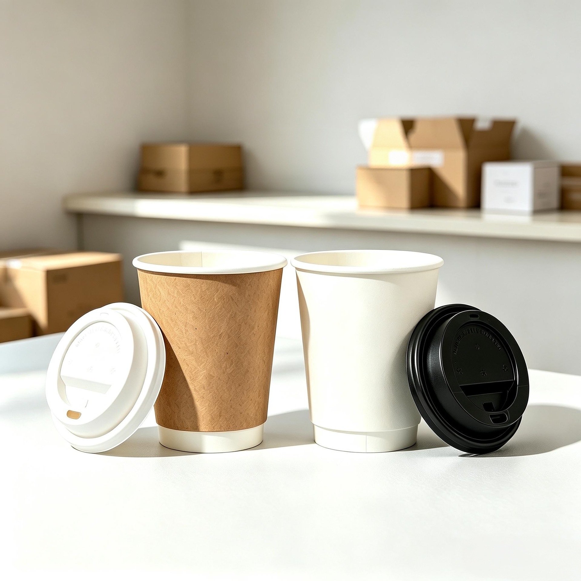 Vasos de papel engrosados para té con leche y café, desechables, al por mayor, de 4 oz, de doble capa, de cartón kraft blanco, para bebidas calientes, personalizables.