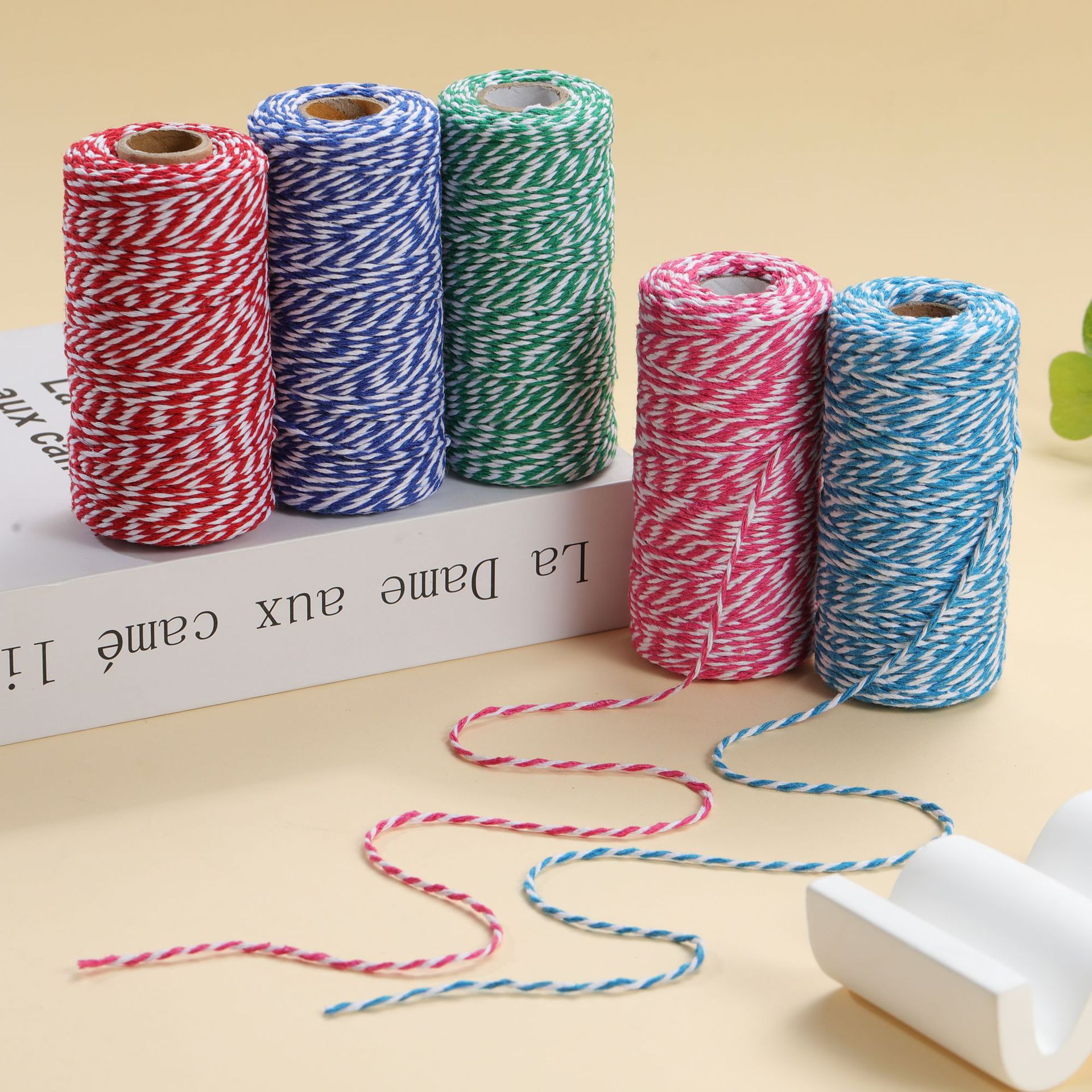 2mm Colored Cotton Rope for Zongzi Wrapping, European and American Wedding and Christmas Decoration Packaging Thread, Solid Cotton Rope 100m