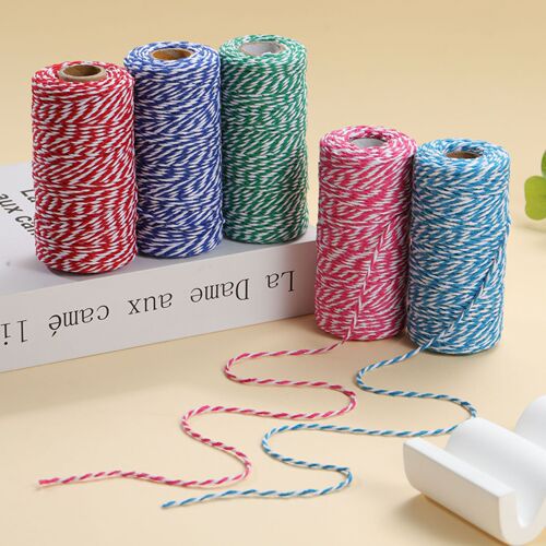 2mm Colored Cotton Rope for Zongzi Wrapping, European and American Wedding and Christmas Decoration Packaging Thread, Solid Cotton Rope 100m
