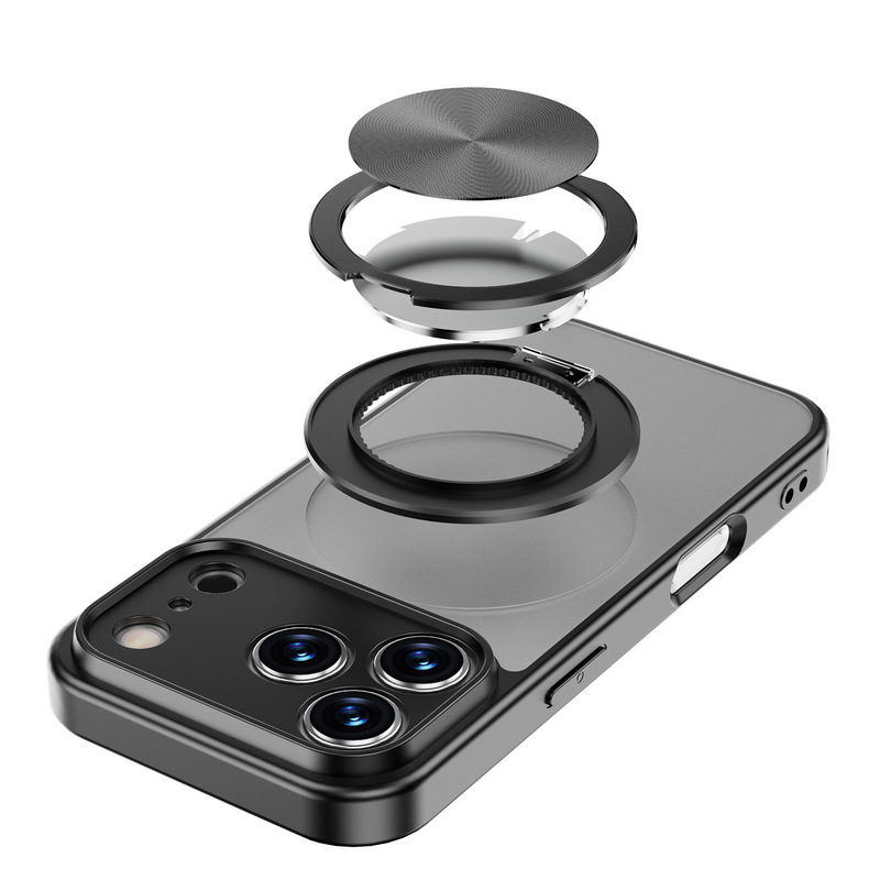 适用苹果17promax手机壳旋转磁吸支架肤感磨砂防摔iPhone16保护套|undefined