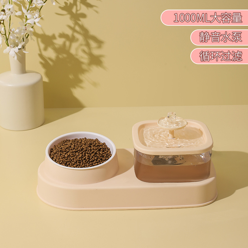 Gato dispensador automático de agua integrado gato tazón húmedo y seco separación de alimentos gato tazón dispensador de agua de acero inoxidable equipo de alimentación de mascotas