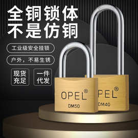 OPEL弧形欧标热处理铜挂锁锰钢锁梁双舌铜芯防水防锈全铜欧宝锁