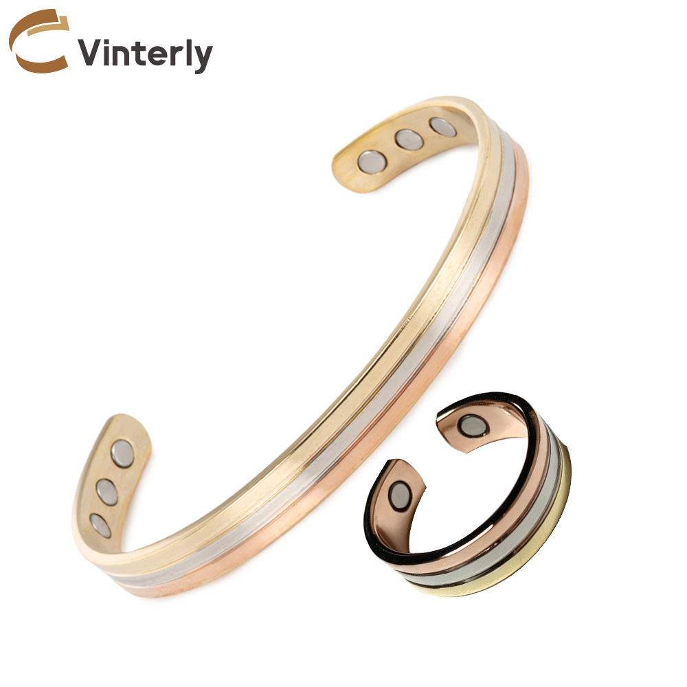 New model cross-border e-commerce Amazon AliExpress magnetic pure red copper bracelet, European and American style, open and adjustable bracelet