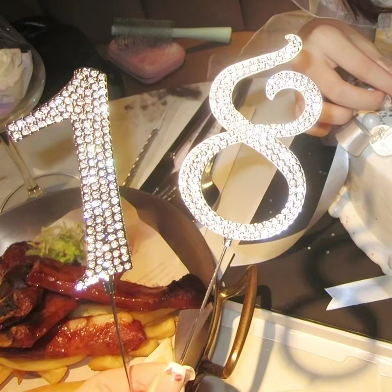 Fashionable and simple diamond letter large number cake topper party cake decoration for goddess girls' birthday Fashionable and simple diamond letter large number cake topper party cake decoration for goddess girls' birthday