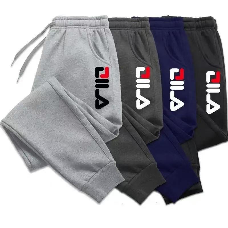 New Foreign Trade Men's Sports Pants Autumn and Winter Printed Fleece Warm Jogging Pants Men's Outdoor Sports Pants Harajuku Street Style