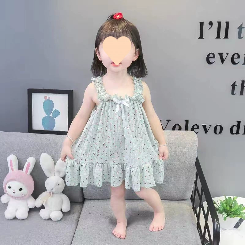 Ночная рубашка для девочек, летние тонкие детские пижамы на подтяжках маленького и среднего размера, домашняя одежда для маленьких девочек, милая юбка в стиле принцессы