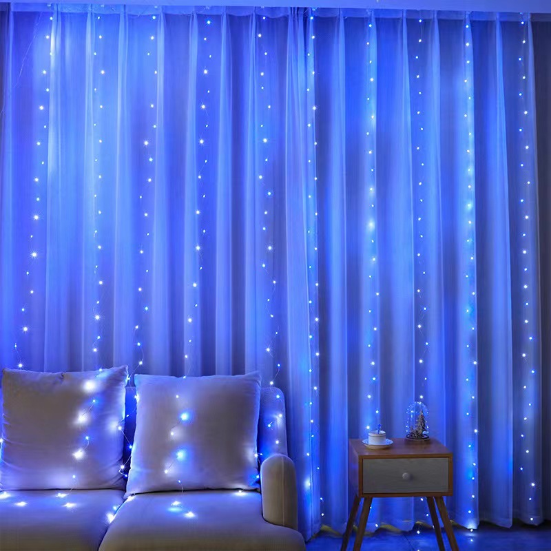 Blue 8-function remote control 3*3 (300 lights pure copper model)