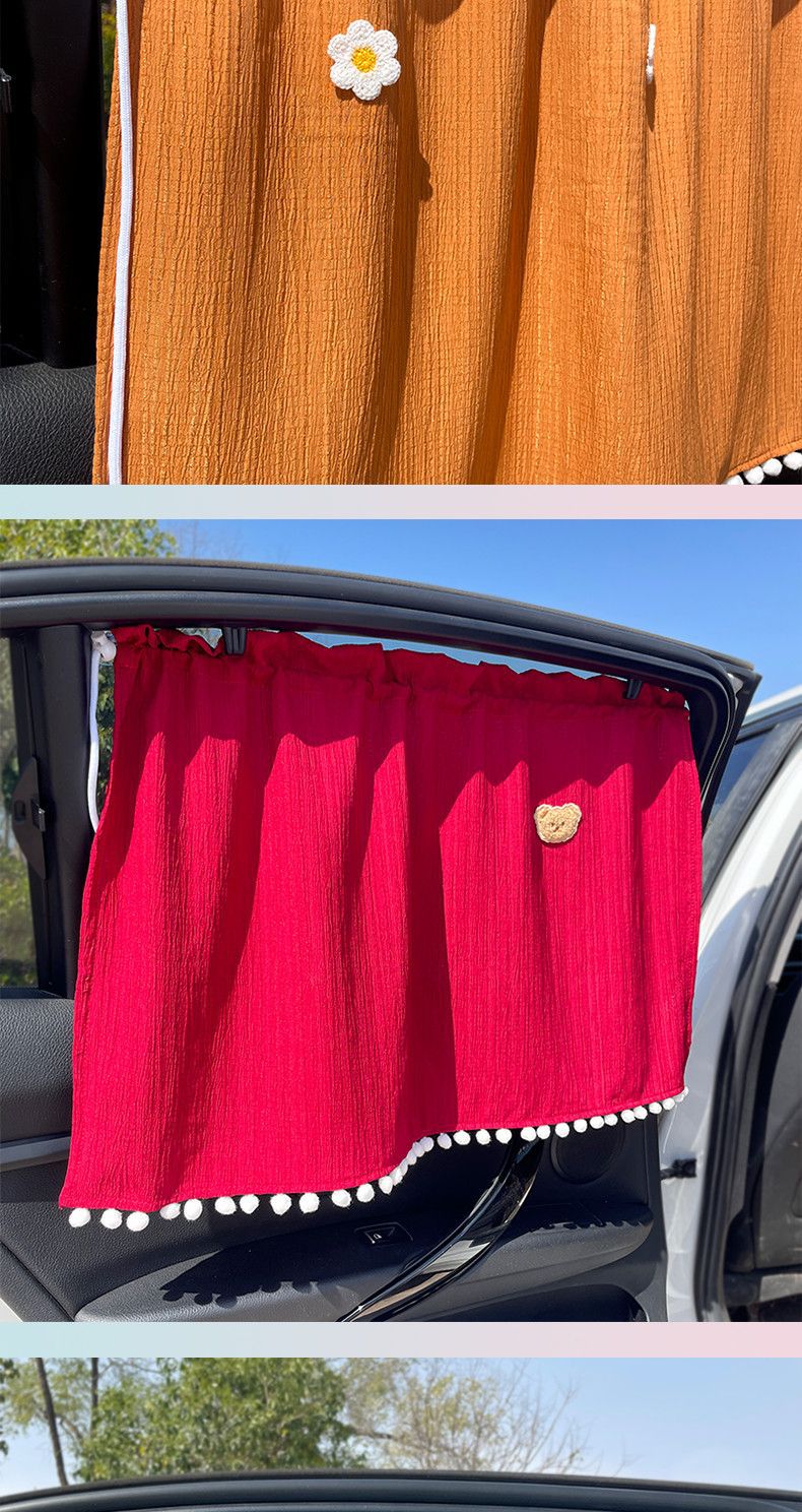 Fresh and Simple Car Window Sunshade Curtain, Sun Protection, All-Season Pull-Out Curtain with Suction Cups, Car Interior Privacy Curtain for Sleeping