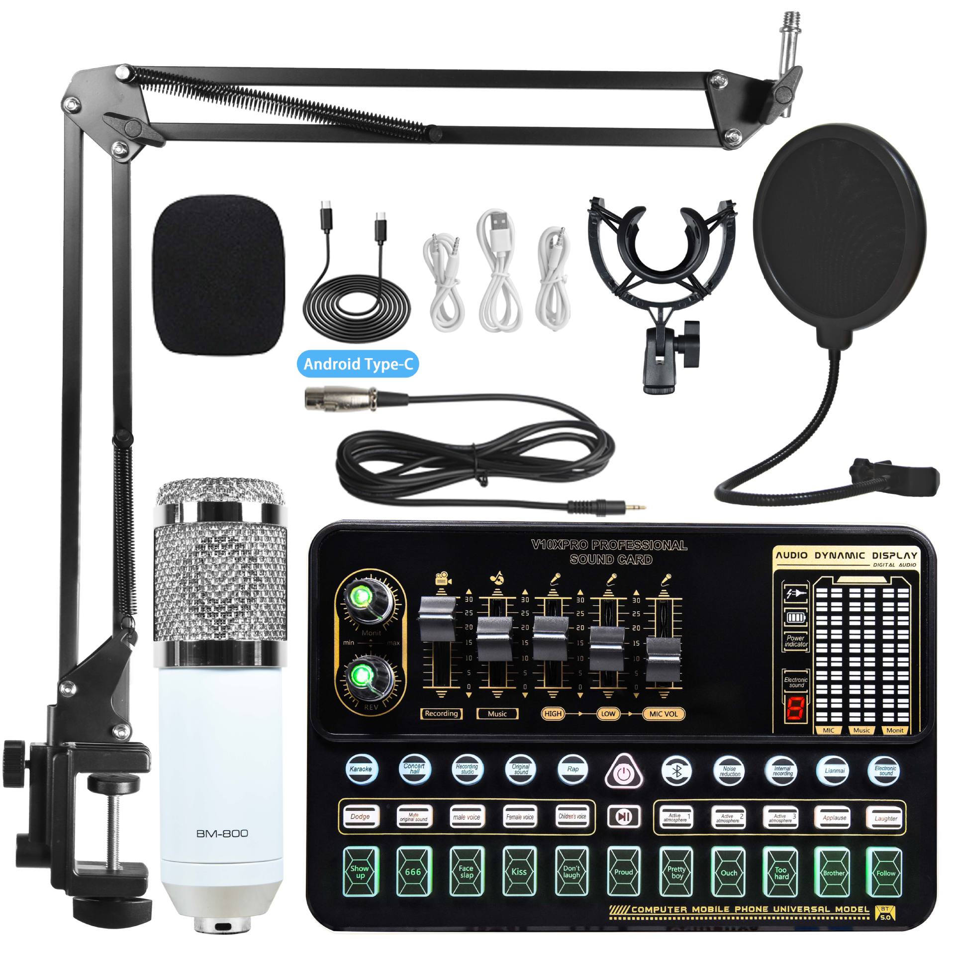 Tarjeta de sonido en vivo micrófono traje teléfono móvil computadora universal karaoke artefacto tarjeta de sonido transmisión en vivo equipo dedicado transfronterizo