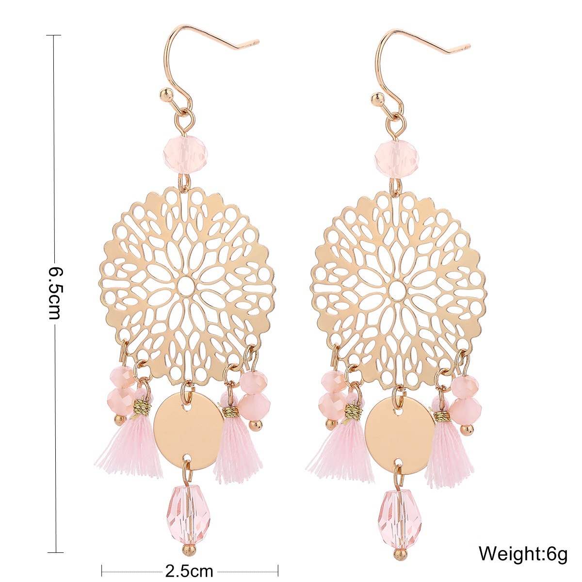 Drop Earrings Classification Ethnic Style Simple Style Dreamcatcher Artificial Crystal Copper Tassel Hollow Out Women's Drop Earrings