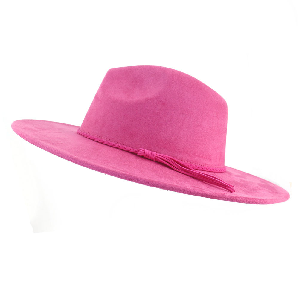 للجنسين الأساسي ريترو اللون الصامد طنف كبيرة قبعة فيدورا display picture 3