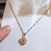 Golden necklace stainless steel, fashionable chain for key bag , brand pendant, jewelry, Korean style, pink gold, 18 carat