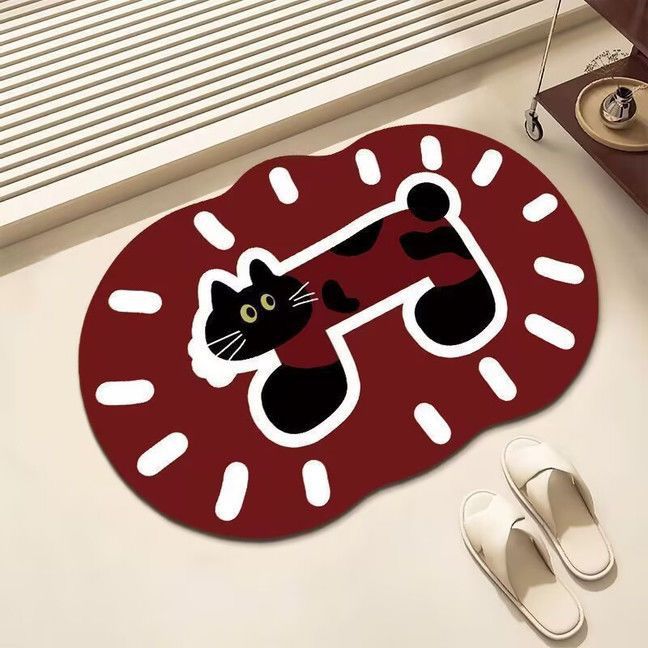 Cute Puppy Entrance Entrance Stain-Resistant Door Mat Bathroom Shower Room Strong Absorbent Foot Mat Diatom Mud Style Floor Mat