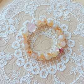 新款设计幽灵蜂蜜水晶手串搭配粉水晶刻面景泰蓝掐丝珐琅花珠