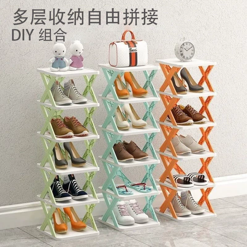 Simple shoe rack household saving space storage door narrow shoe rack multi -functional creative plastic multi -layer dormitory small shoe cabinet
