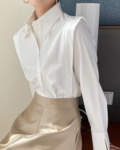 2023春秋新款白色設計感襯衫女小眾上衣時尚洋氣高級內搭長袖襯衣