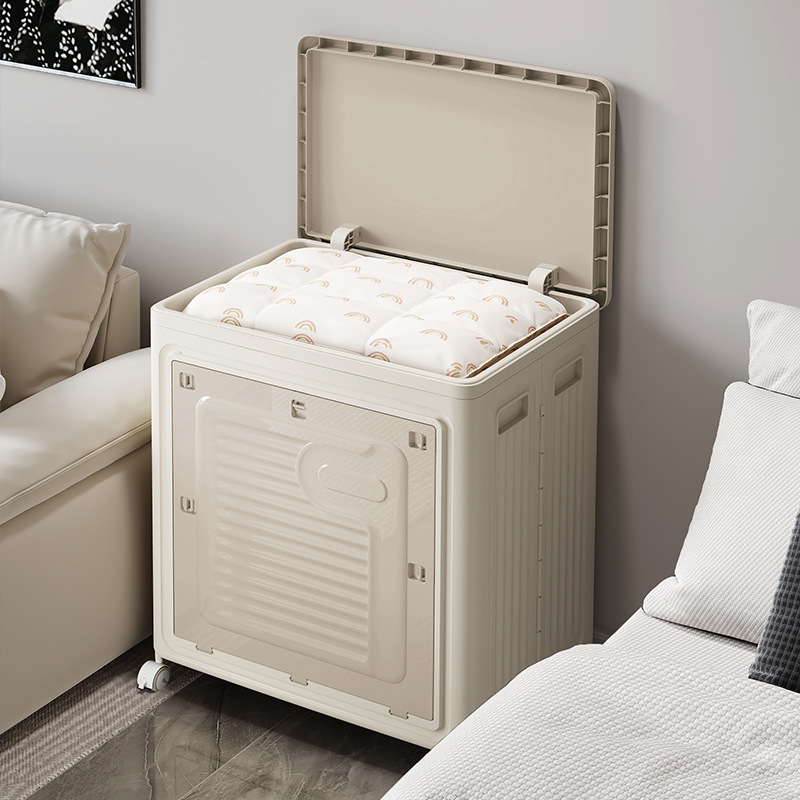 Household clothes storage box foldable large capacity dirty laundry storage basket with pulley laundry basket