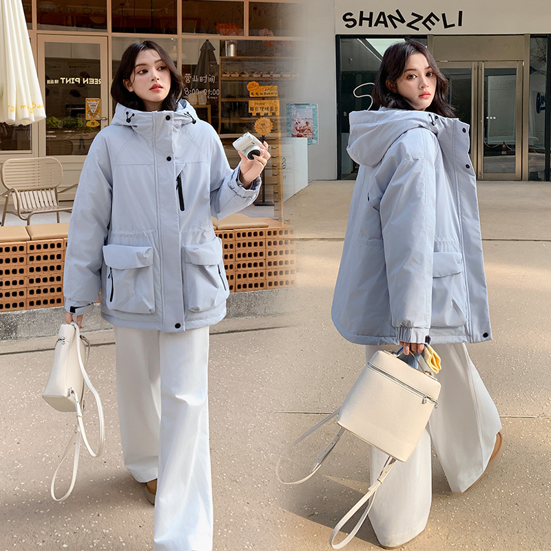 Herramientas de asalto chaqueta con capuz 2025, otoño y invierno nuevo estilo de alta sensación relajado abrigo de moda casual caliente