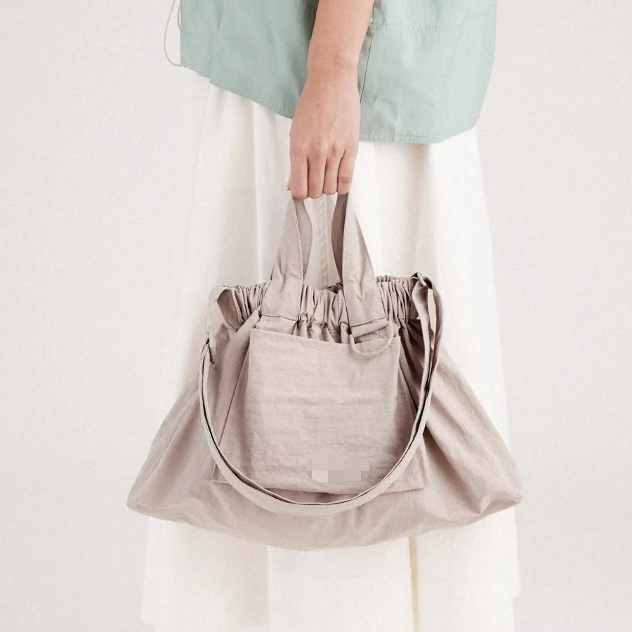 Spring and Summer New Folded Dumpling Bag, Versatile Solid Color Single Shoulder Crossbody Bag for Women, Lightweight and Foldable Canvas Bucket Bag