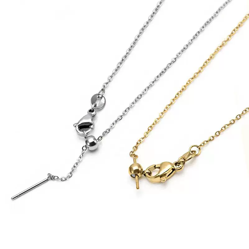 厂家批发不锈钢万能调节链项链304焊口锤扁十字链不锈钢饰品链