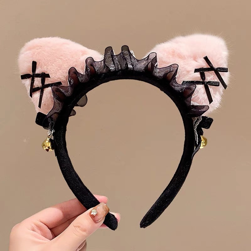 Dos dimensiones Lolita correa de cabello chica gato oreja clip de cabello cómic cosplay Lolita criada correa de cabello