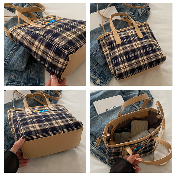 Cross-border personalized hand-carried fashionable and casual bucket bag for women, new autumn 2024 collection, contrasting color striped single-shoulder quality crossbody bag undefined