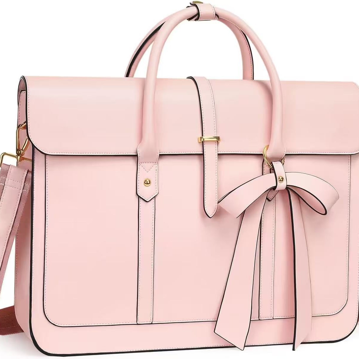 Cross-Border Business Briefcase Style Pu Leather Laptop Bag, Large Capacity Handbag and Shoulder Bag, Commuting Office Notebook Storage