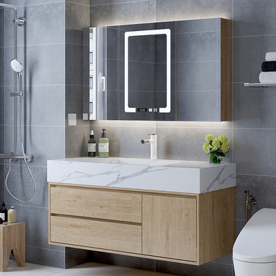 熠达洗脸面盆卫浴洗手盆吊柜智能除雾定做代发包邮岩板浴室柜组合|ru