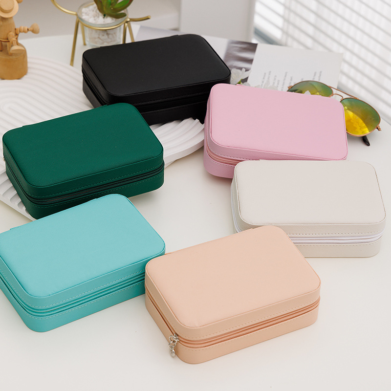 Transfronterizos Amazon bolsas de joyería minimalistas de viaje portátiles caja de almacenamiento de joyería de cuero caja de almacenamiento de joyería creativa