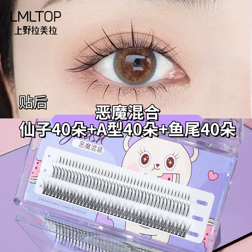 False eyelashes LMLTOP — individual clusters & set styles, assorted tools and glue options