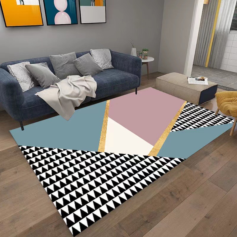 Alfombra nórdica geométrica para sala de estar, de gran superficie y cobertura completa, alfombra para dormitorio junto a la cama, alfombra resistente al desgaste para mesa de centro y sofá, para uso doméstico.