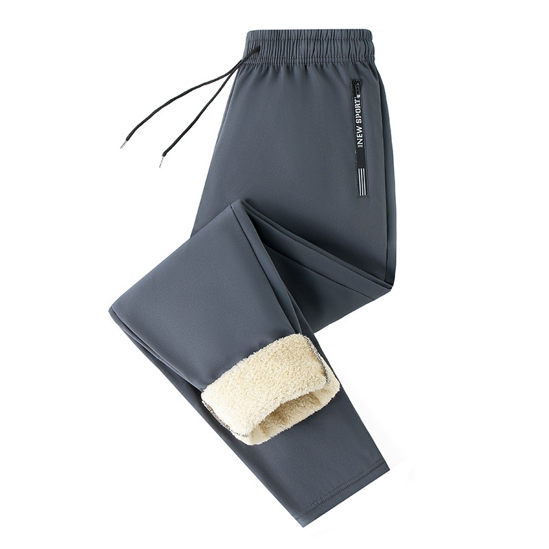 2025 New Style Fleece Sweatpants for Men, Fleece Lined, Thickened, Unisex, Anti-theft Zipper Pants with Jogger Legs