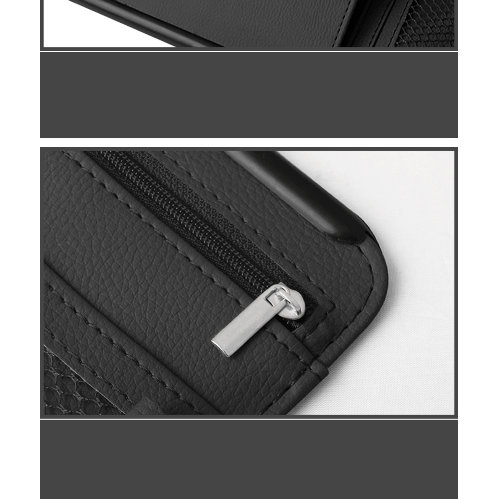 Car Sunshade Glasses Case, Document Receipt Holder, Car Rubber Frame Zipper, Multi-functional Card Bag Cosmetics Bag