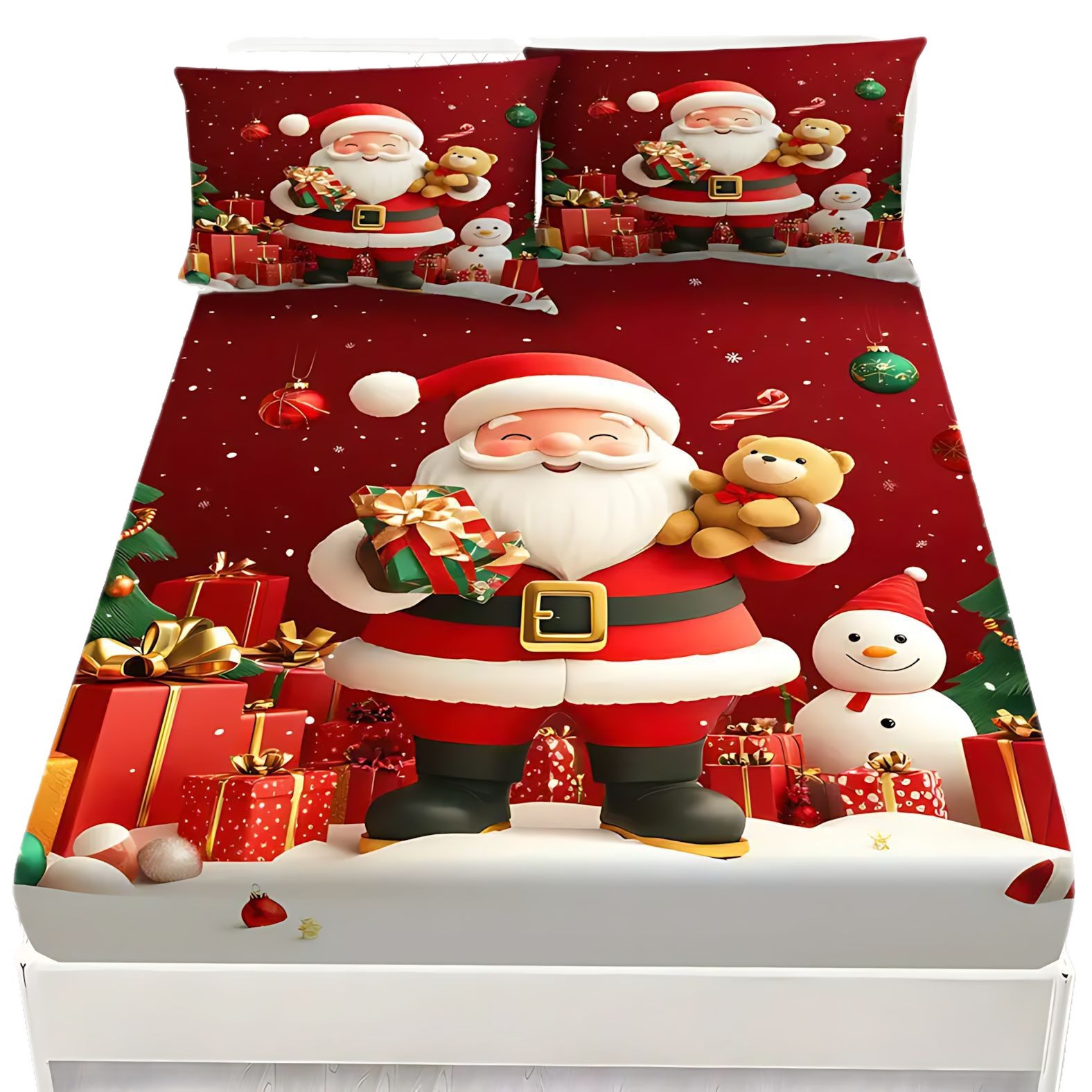 TEMU / JIT patrón clásico de Santa Claus impresión digital 3D kit de cama para diseñar se puede ajustar