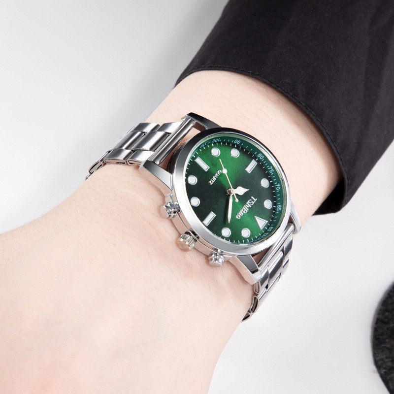 Cross-Border Popular Steel Band Men's Sunburst Pattern Watch, Quartz Fashion Watch, Steel Band Fashion Trendy Business Men's Watch