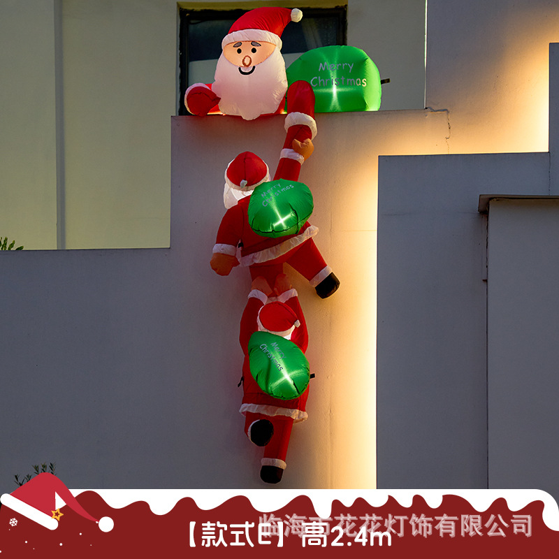 Decoración navideña dibujos animados Papá Noel escalada pared molde inflable atmósfera decoración navideña accesorios colgantes al aire libre