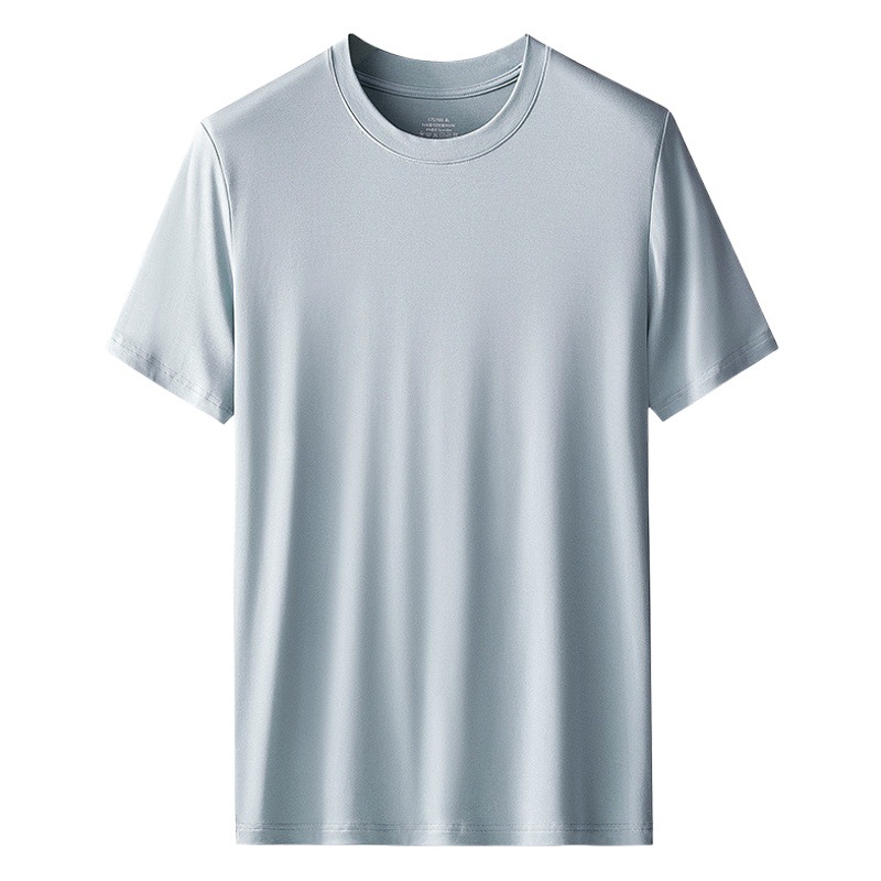 60 de doble cara modal de primavera y verano Camiseta de manga corta de los hombres de color sólido superior cuello redondo prendas de vestir exteriores camisa de fondo en stock