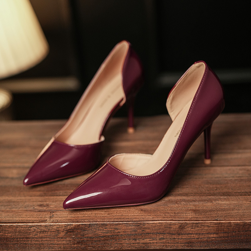 6687A French Socialite Comfortable Side Rendering Side Empty All-Match Female Socialite Fairy Elegant High Heels Shoes Commuter Shoes