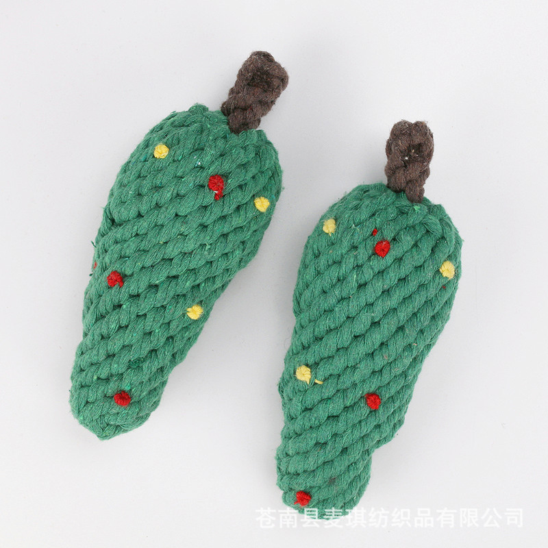 Juguetes para mascotas, serie navideña, juego combinado navideño en stock, juguetes de cuerda de algodón para la limpieza de dientes y la mordida, juguetes para perros al por mayor.