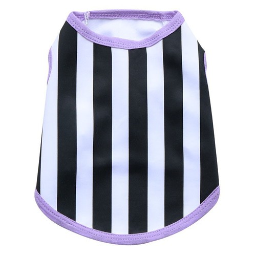 Pet Clothing Dog Clothes Small Dog Bulldog Black and White Striped Pet Jersey Vest Wholesale