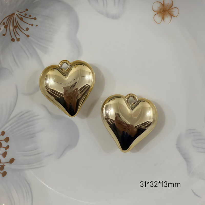 Chapado en oro y plata para proteger el color de la superficie brillante de acrílico melocotón amado colgante en forma de corazón pulsera manual collar de clavícula juguete DIY image 35