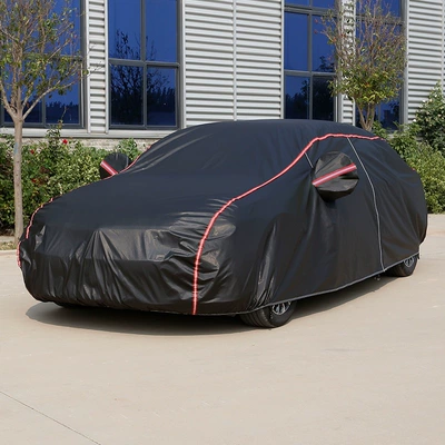 Car clothing – Protective Sunshade, Waterproof and Dustproof - s-black-single-layer-oxford-cloth-with-red-long-reflective-strips