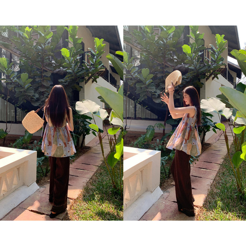 Simple Casual Artistic Printed Shoulder Strap Vest for Women, Super Stylish Top for Summer Beach Vacation Simple Casual Artistic Printed Shoulder Strap Vest for Women, Super Stylish Top for Summer Beach Vacation