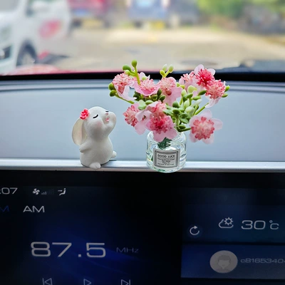Healing vase car interior decoration Car ornaments - fragrant-rabbit-pink-peach-blossom-bottle-free-traceless-glue